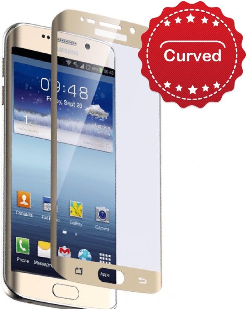 Samsung S7 edge High Grade Full Cover Curved Tempered Glass Screen Protector (1 Pack) Super Hard 0.33mm By Kengadget 2.5d-Extreme Hard Series (Samsung S7 edge-Golden) (S7 Edge Gold)