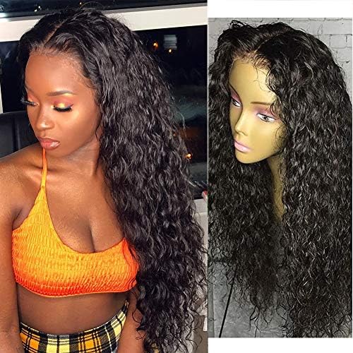 Vvan Hair Short Curly Wavy Wigs Lace Front Wigs for Black Women Natural Wave Long Bobs Heat Resistant Fiber Sythetic Wigs with Baby Hair Pre Plucked Hairline Replacement Wig 16Inch