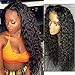 Vvan Glueless Loose Curly Lace Front Wigs Long Black Natural Wave Wigs High Temperature Fiber Synthetic Wigs for Black Women with Baby Hair 24