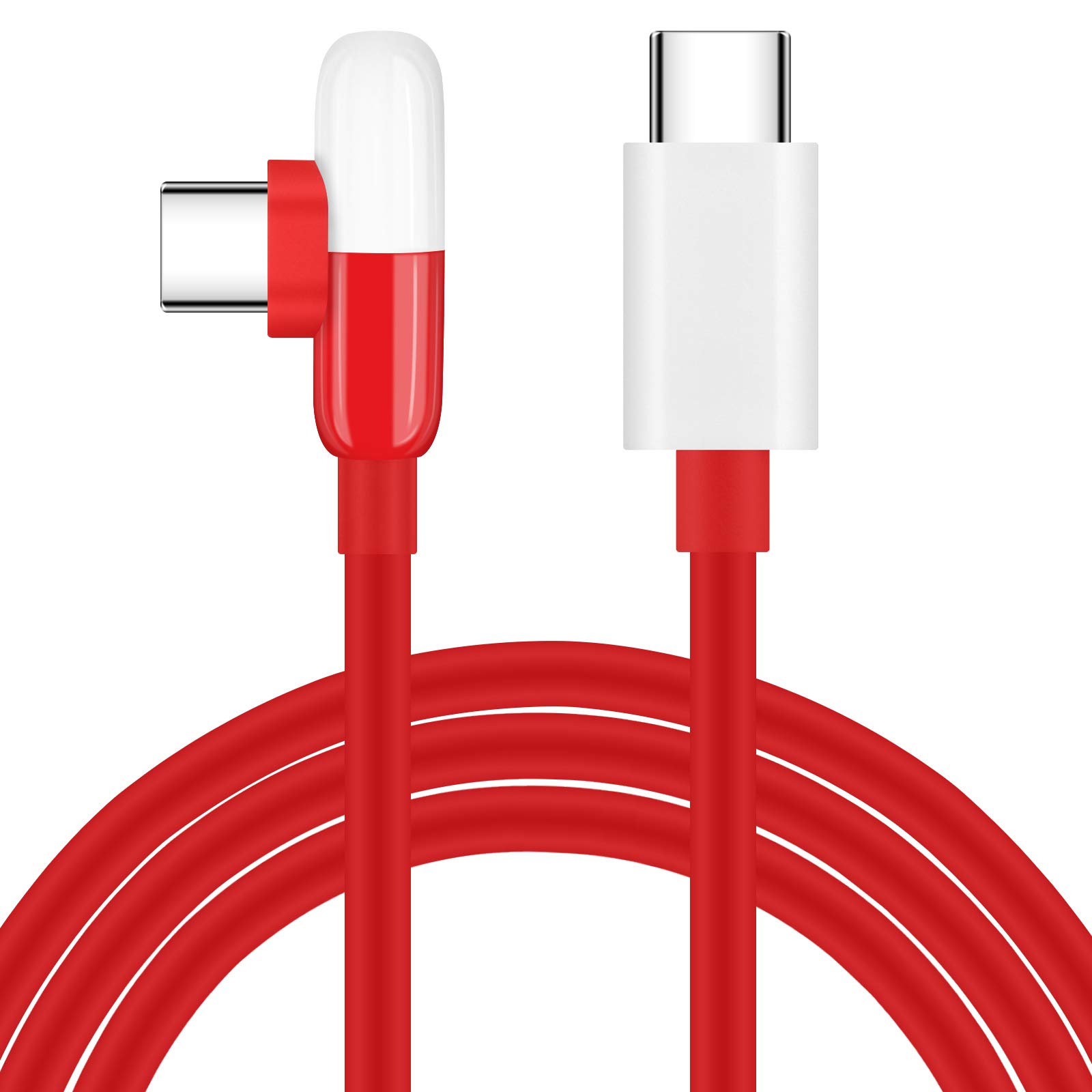 USB C to USB C Charger Cable,90 Degree 65W Warp Charge Cable PD Fast Charge Cable 2M 6FT Right Angle Data Power Lead for Oneplus 13 13R 12 12R Nord 4 3 CE 4 Lite Samsung S25 S24 Ultra A56 A36 A55 A16