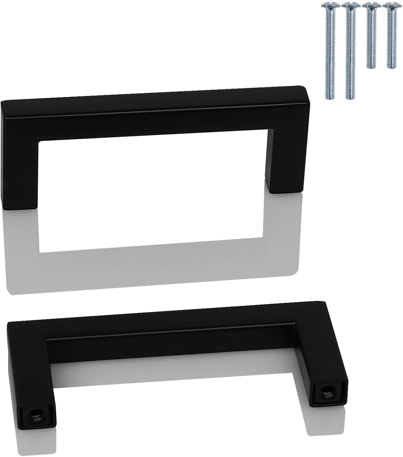 PinLin 10 Pack Kitchen Door Handles 96mm Hole Centre Flat Black Cabinet Handles Stainless Steel Square Cupboard T Bar Handle (Screws Included)