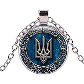 N-Made Beautifull Ukraine Necklace - Ukraine Trident - Ukraine Jewelry - Ukrainian Jewelry - Ukrainian Flag Trident Pendant Necklaces for Women's Men, Patriotic Gift, Birthday Gifts