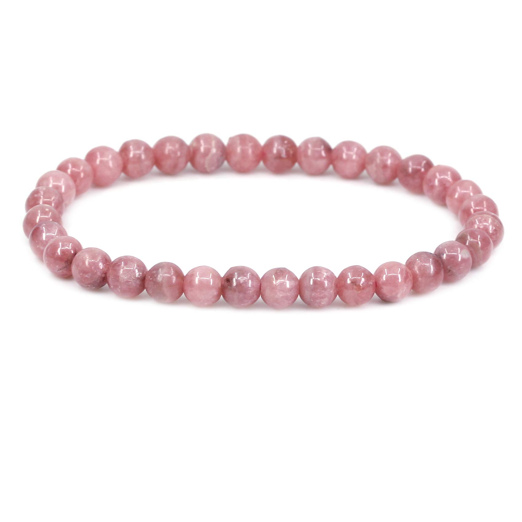 CHENYUE Natural Argentina Rhodochrosite Gemstone 6mm Round Beads Stretch Bracelet 7 Inch — image 1