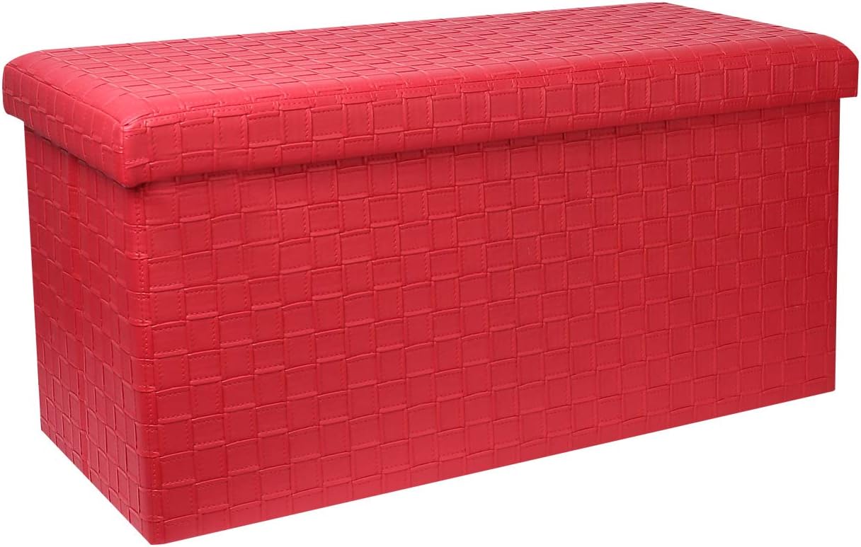 Best red faux leather ottoman storage