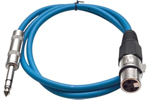 Seismic Audio - SATRXL-F2 - Blue 2' XLR Female to 1/4" TRS Patch Cable