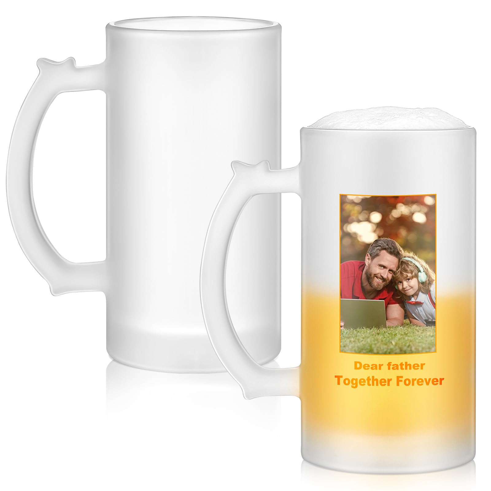 Photo 1 of **MISSING ONE**
Mifoci 2 Pcs Sublimation Blank Beer Mugs Personalized Tazas Para Present 16 oz Frosted Beer Glass Cups Can Add Photo Text or Images on Gift for Husband Dad Men Christmas Wedding Oktoberfest........