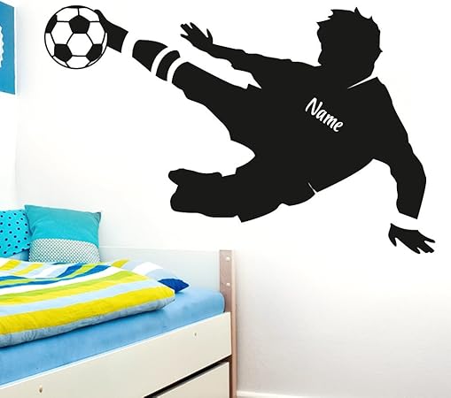 Wandaro Wandtattoo Fussballspieler Wunschname I Schwarz Bxh 91 X 58 Cm I Fussball Aufkleber Ball Kinderzimmer Wandaufkleber Junge Wandsticker Sticker E038 Amazon De Kuche Haushalt