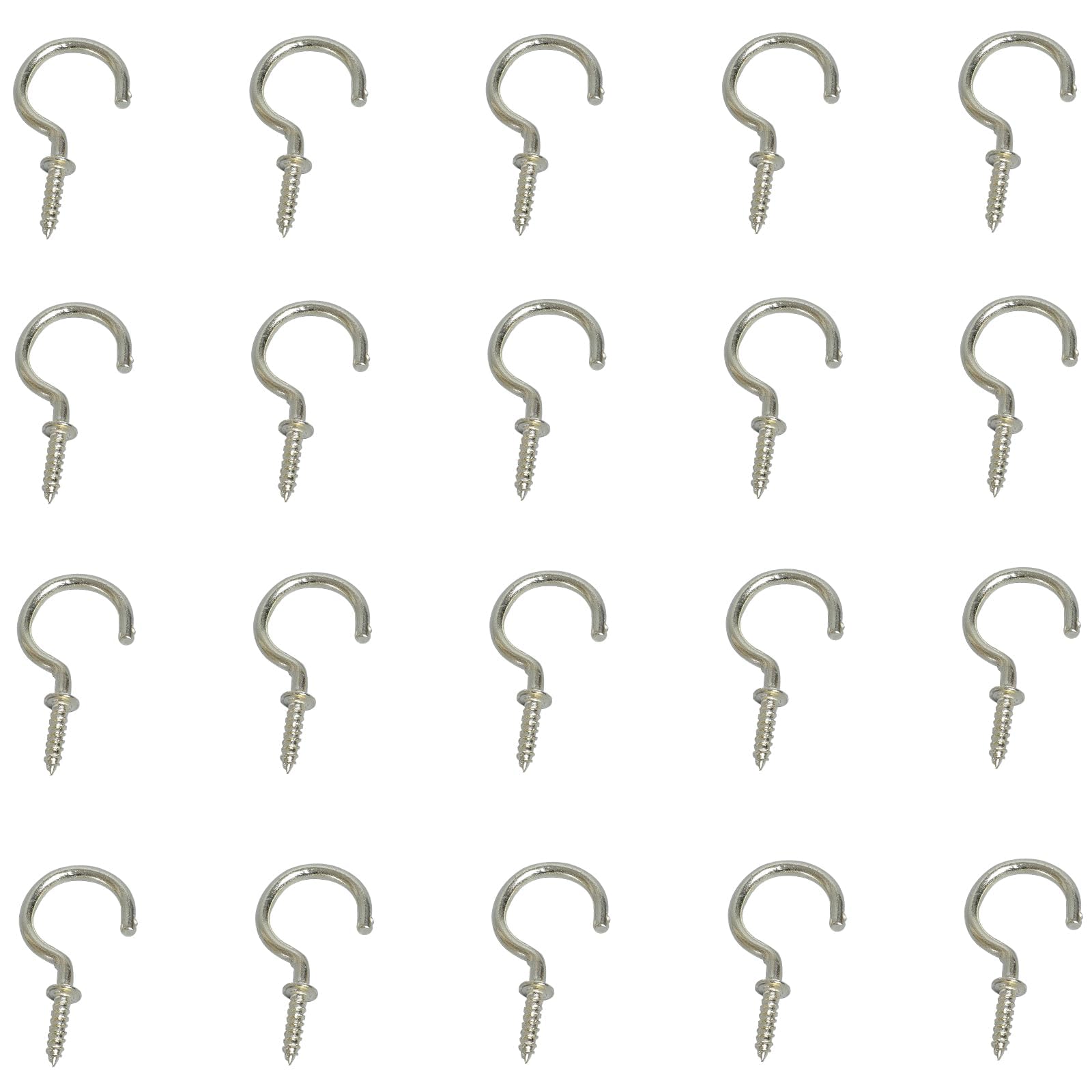 Vokenforu Metal Screw-in Hooks, 20 Pcs 2", Small Carbon Steel Cup Hooks for Hanging Plants, Outdoor or Indoor Use as Ceiling Hook, Strong Screw Hooks for Wood Home Organization, Gold