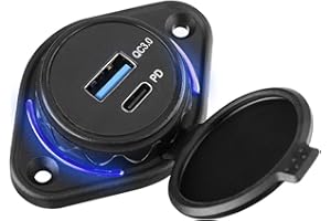 12V 24V USB Outlet, Outlet Car Chargers, 18W Type C PD18W 12V-24V Panel Mount for Boats Socket