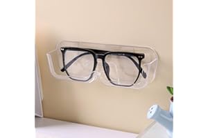 2 Pack Wall-Mounted Clear Glasses Holder Stand - Adhesive Eyeglasses Organizer for Nightstand, Bedroom or Bathroom, Secure St