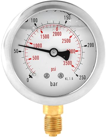 Manometro 60 Mm 0-6 Bar Con Attacco 1/4" NPT | Per Olio, Aria, Acqua | Ottone