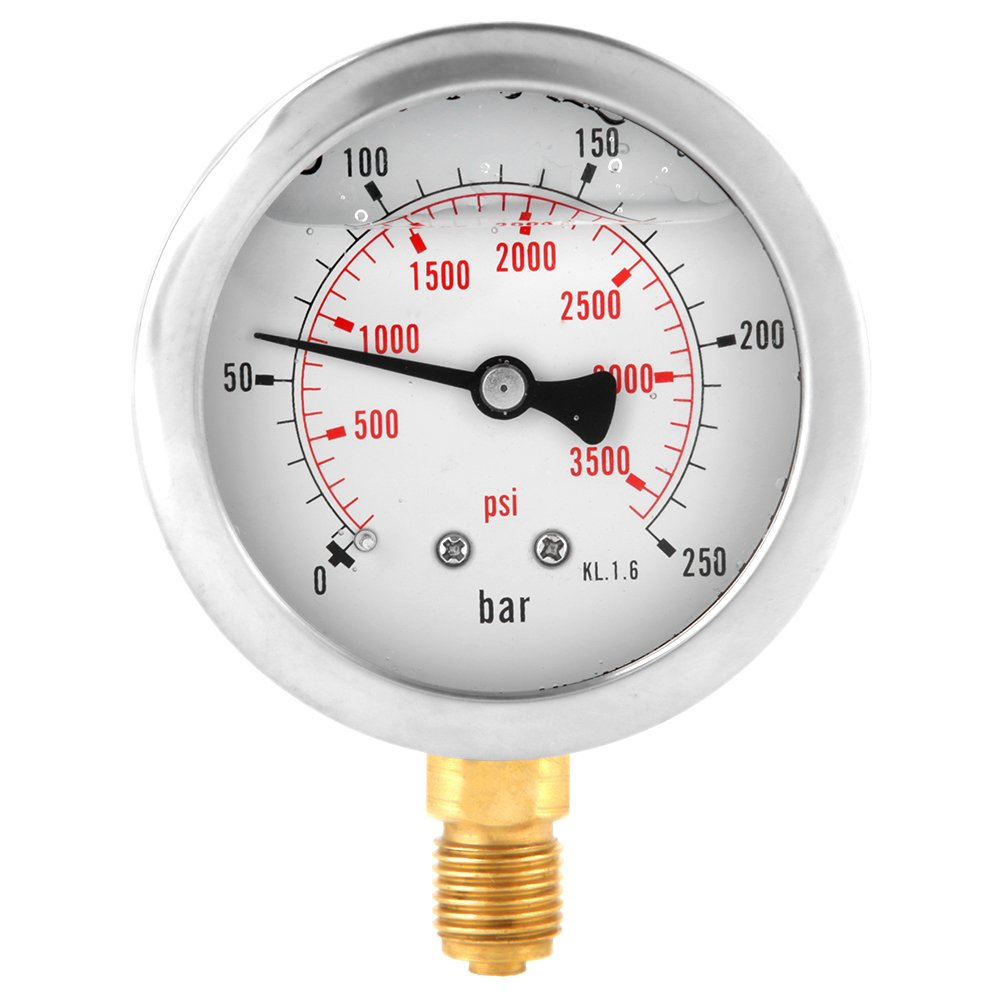 Hydraulic Water Pressure Gauge Meter - 0-250Bar G1/4 63mm Dial