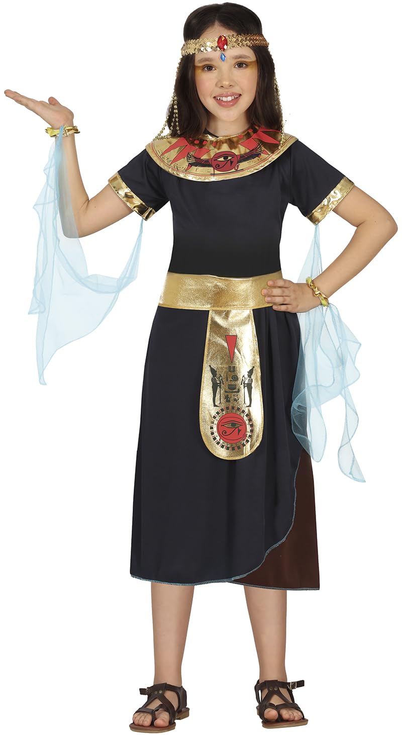 FIESTAS GUIRCA Cleopatra Girls Fancy Dress Costume - Black and Golden Egyptian Queen Kids Fancy Dress Costumes Girls 10-12 years
