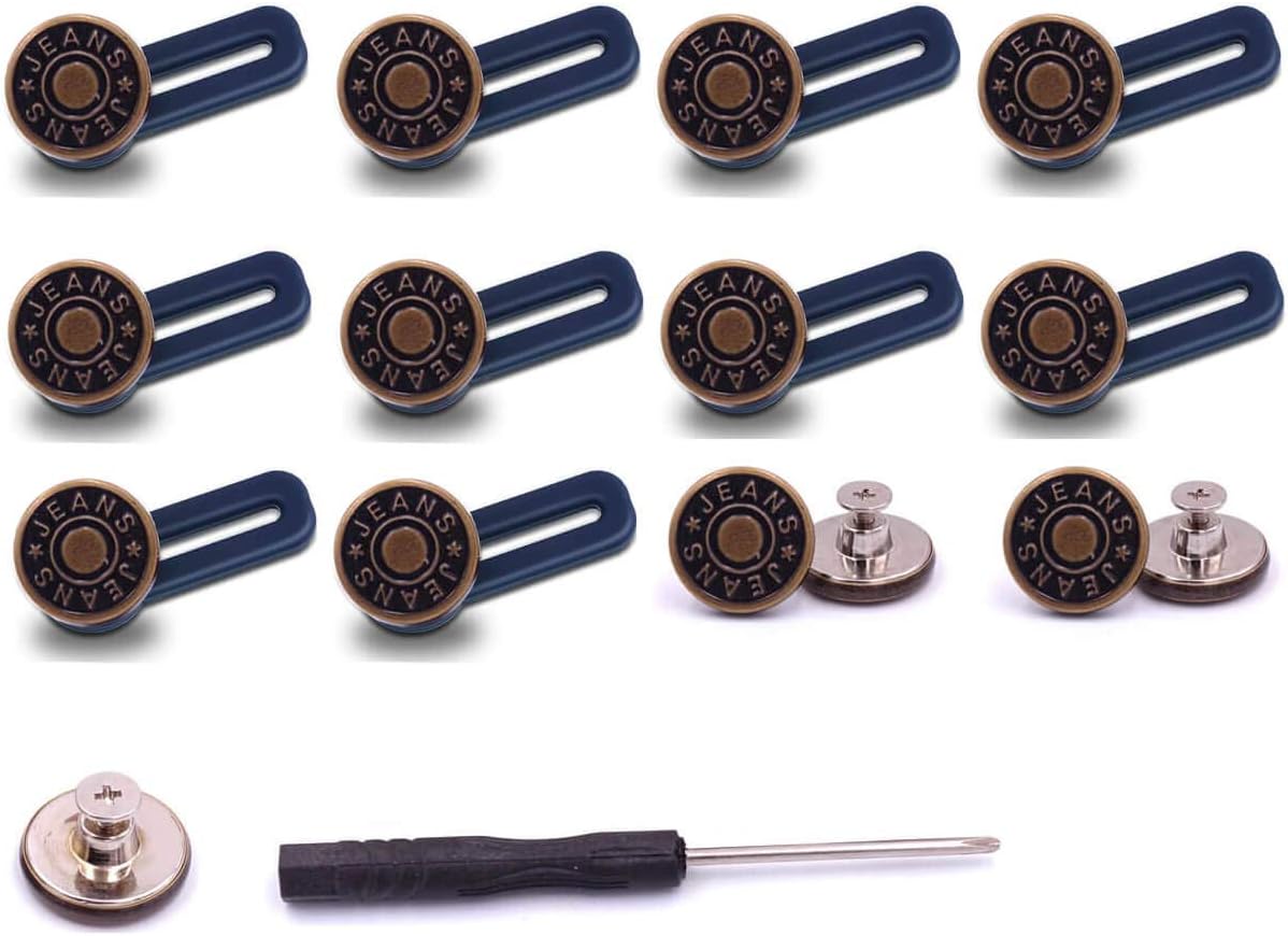 Amazon Com 15 Sets 0 67inch Pants Waist Silicone Extender Stretch Buckle Retractable Adjustable Detachable Metal Jean Replacement Kit Fastener Tack Button Thread Rivets And Screwdrivers Fix Repair No Sewing Everything Else