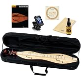 Applecreek ACD150K Deluxe Spruce 4-String Mountain Dulcimer Hourglass Body | Comes with Instrument Alley Hard Case, Book, True Tune Tuner, D'Addario J64 Strings, Polish Kit Bundle, Made in Romania