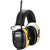 ZOHAN EM042 AM/FM Radio Headphone with Digital Display,Ear Protection Noise Reduction Safety Ear Muffs,Ultra Comfortable Hearing Protector for Lawn Mowing and Landscaping - Yellow