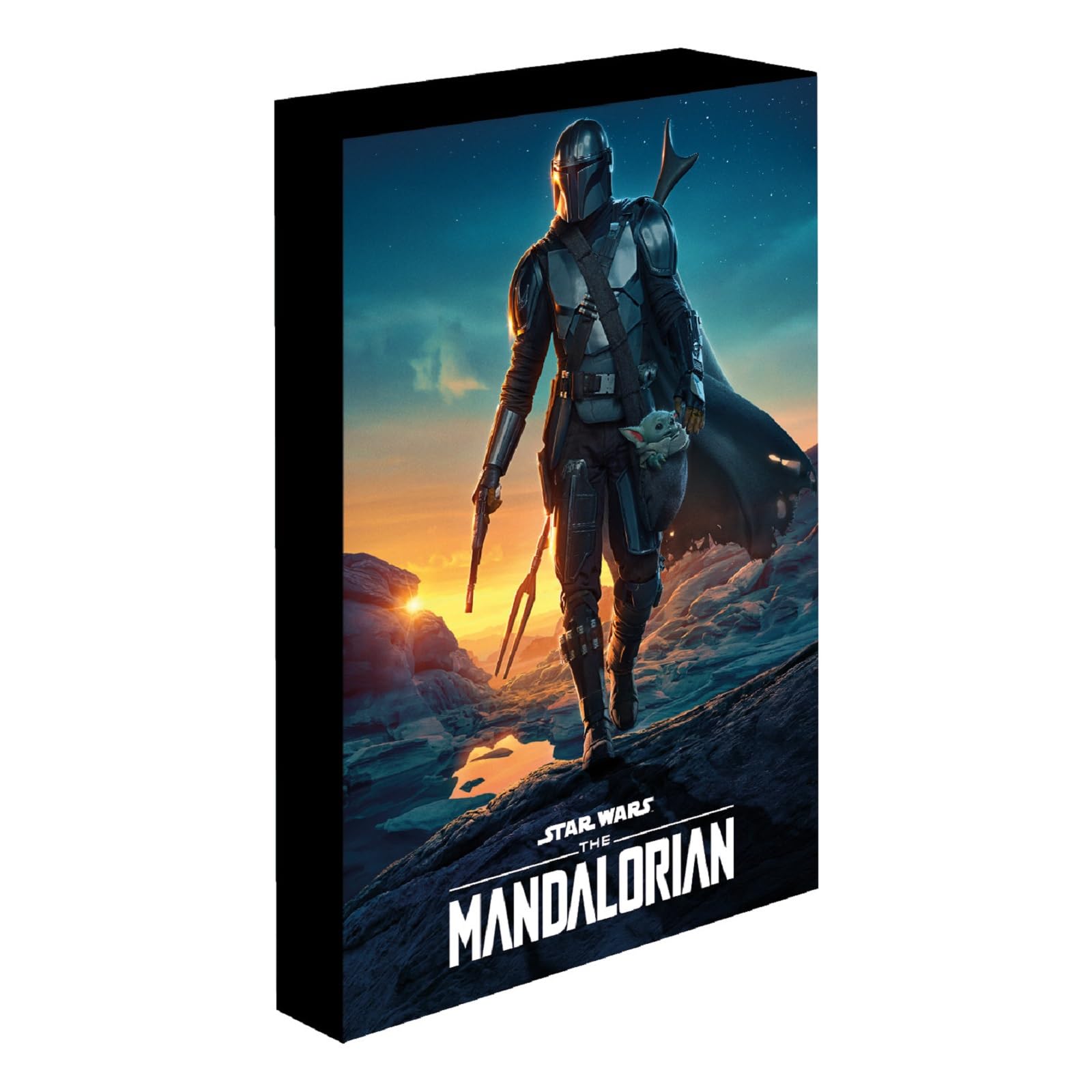 Pyramid International Star Wars Light Up Canvas (The Mandalorian Nightfall Design) Large Canvas 30cm x 40cm, Canvases and Star Wars Gifts for Men, Women and Kids - Official Merchandise