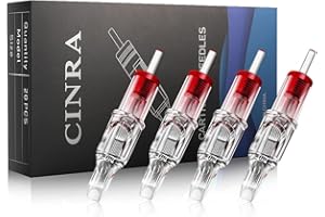 Tattoo Cartridge Needles, CINRA 20Pcs Tattoo Needles 1209RM Disposable Tattoo Needle Cartridges #12 Standard Curved Magnum Ca