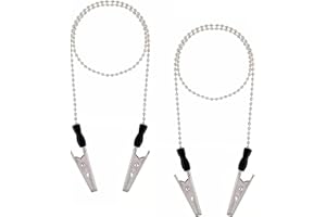 STYQUENZER 2 PCS Dental Bib Chain with Clips Metal Napkin Clip Chain Adjustable Reusable Running Bib Clips Keep Your Napkin Securely Placed While Dining, Silver