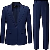 Women's 2 Piece Pant Suit Dressy Business Casual Outfits Notched Collar Blazer Professional Pantsuits Set for Work Office