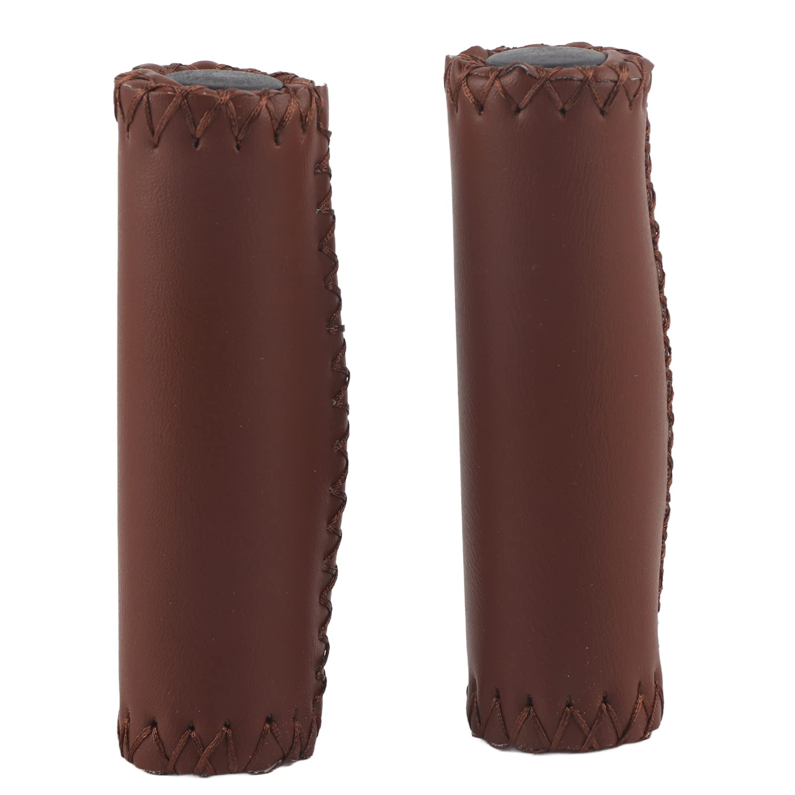 AYNEFY Bike Handlebar Grips, Non-Slip Artificial Leather, Soft Replacement Cover for Mountain Bicycle, Dark Brown
