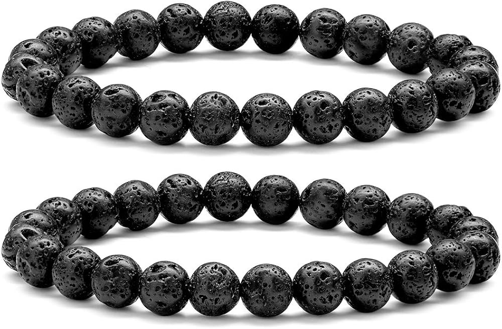 Lava Rock Mens Bracelet 8mm Natural Lava Rock Stone Beads