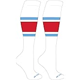 Mk Socks Competitor OTC Baseball, Football Socks (B) White, Columbia Blue, Red