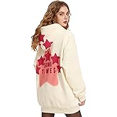 Covisoty Womens Fleece Graphic Hoodie Soft Cotton Star Print Pullover Casual Hooded Sweatshirts Winter Clothes
