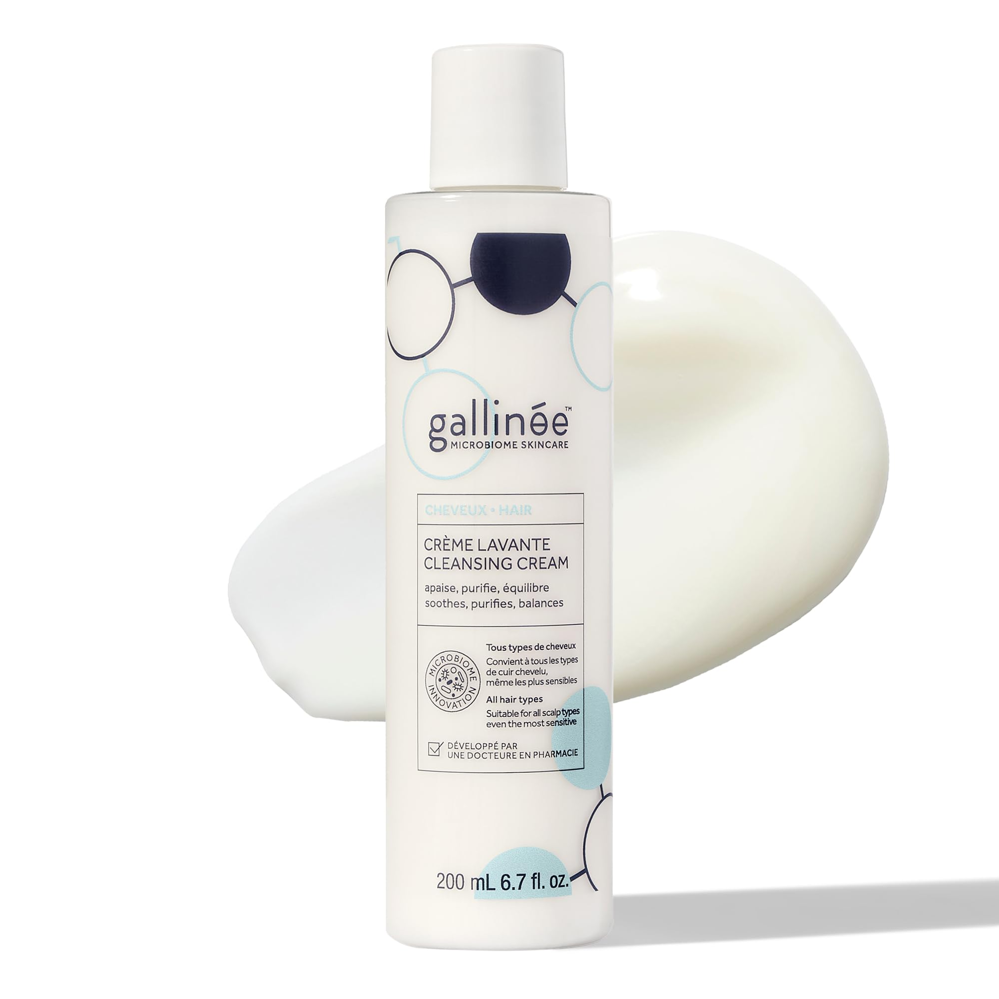 Gallinée Hair Cleansing Cream - Dermatologically Tested Anti-Dandruff Cream Shampoo without Sulphates with Lactic Acid & Prebiotics - For All Hair Types, Including Itchy & Dry Scalp - 200 ml