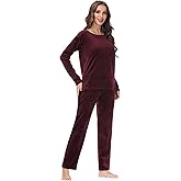 COZZIPLUS Women Velour Sweatsuits Sets Lounge Set 2 Piece Sweatsuit Crew Neck Sweatshirt and Sweatpant Velvet Jogging Suit