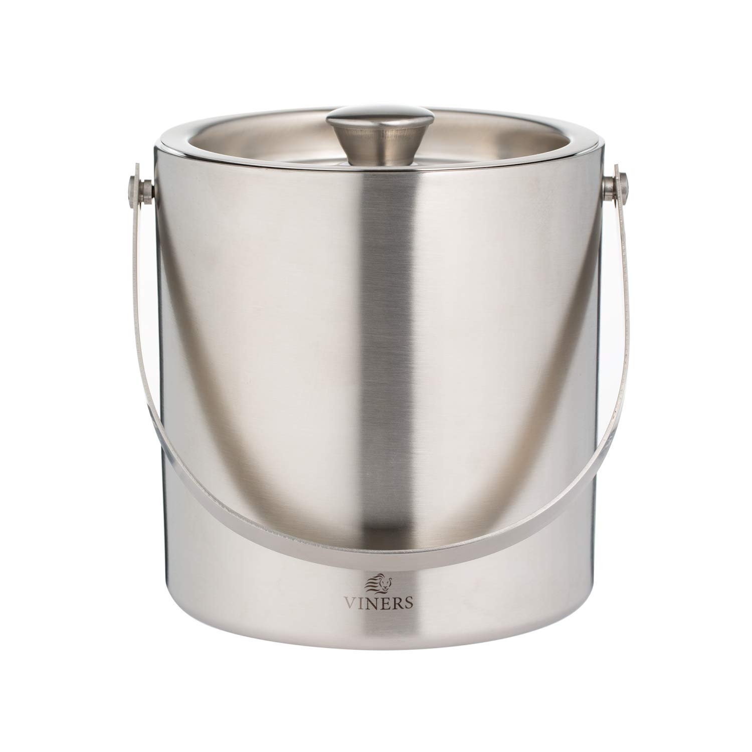Viners Barware Silver Stainless Steel Double Wall Ice Bucket, 1.5L