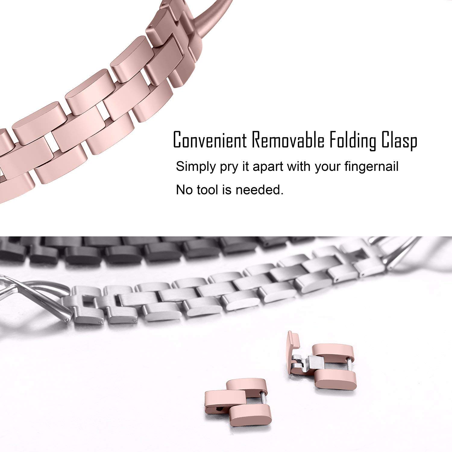 Yicon Compatible Apple Watch Band 38mm 42mm Women, Stainless Steel Metal Replacement Strap X-Link iwatch Apple Watch Series 3,2,1,Nike+, Sport, Edition,Silver, Rosegold (Sliver, 38mm)