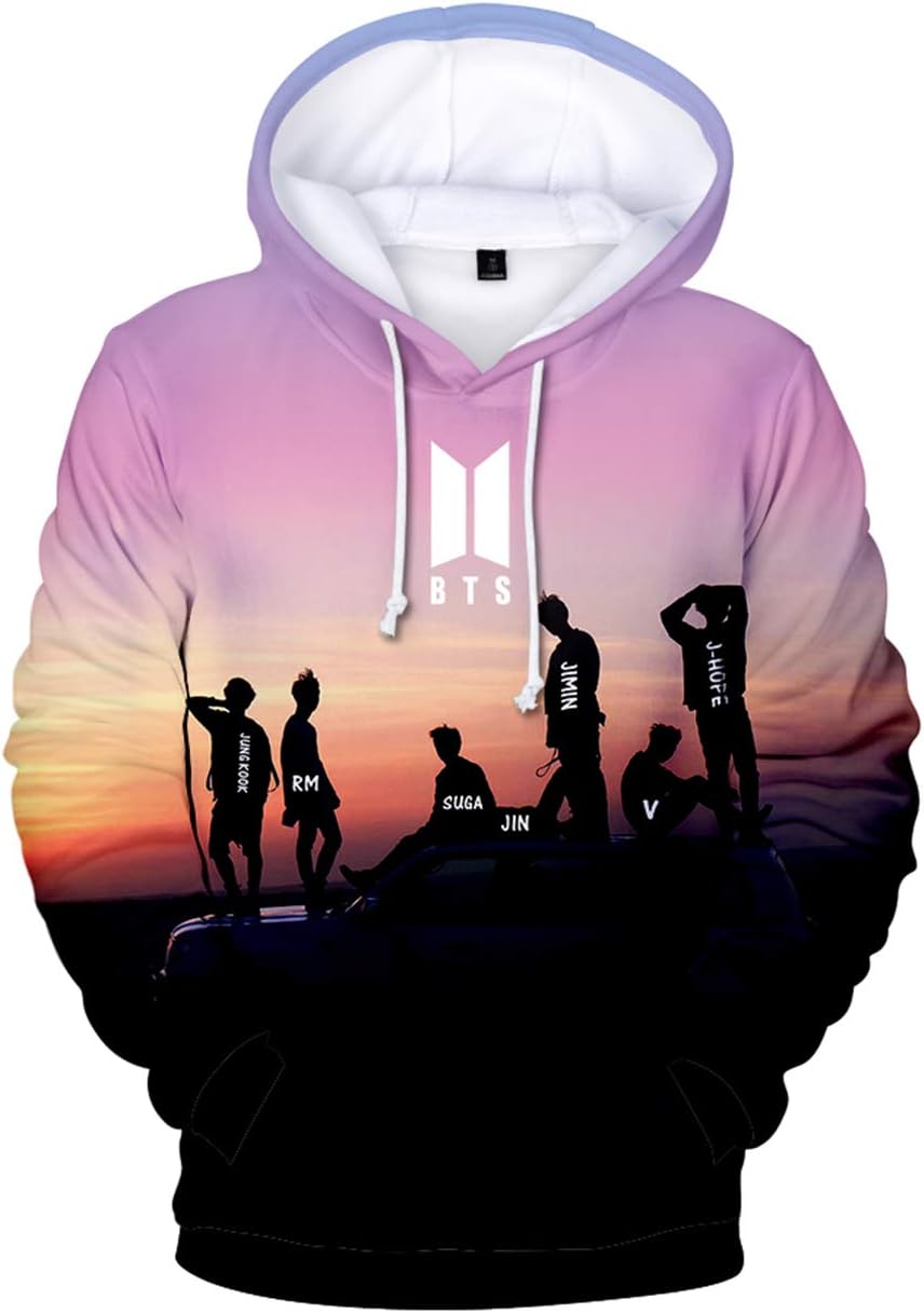 ZIGJOY BTS 3D Printed Hoodie Pullover Sweatshirt for Women Girls