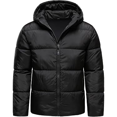 BEST SOUTH Men's Water Resistant Winter Jacket - Thickened Insulated Hooded Coat, Windproof With Pockets