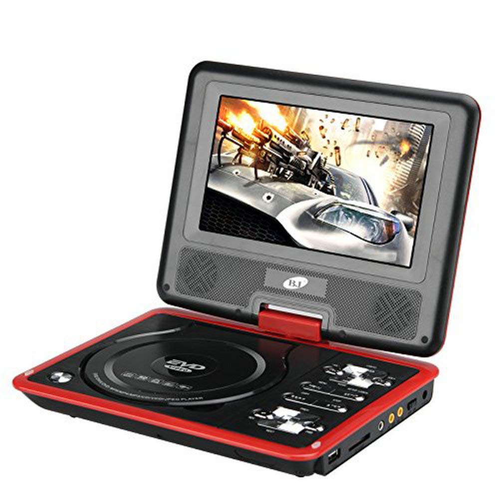 BW 7 Inch Portable DVD Player with Game Function - Rotatable Screen, TFT Color Display, eBook, Game Controller (Red)