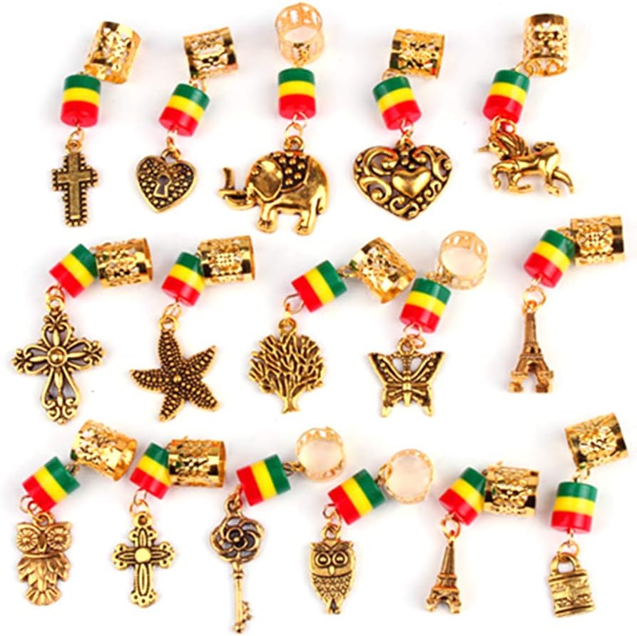 ballboU-16Pcs/set Gold Metal Alloy Tree Cross Pendant Charms Dreadlocks Hair Decor Kit Great for Women and Girl Hair Accessory