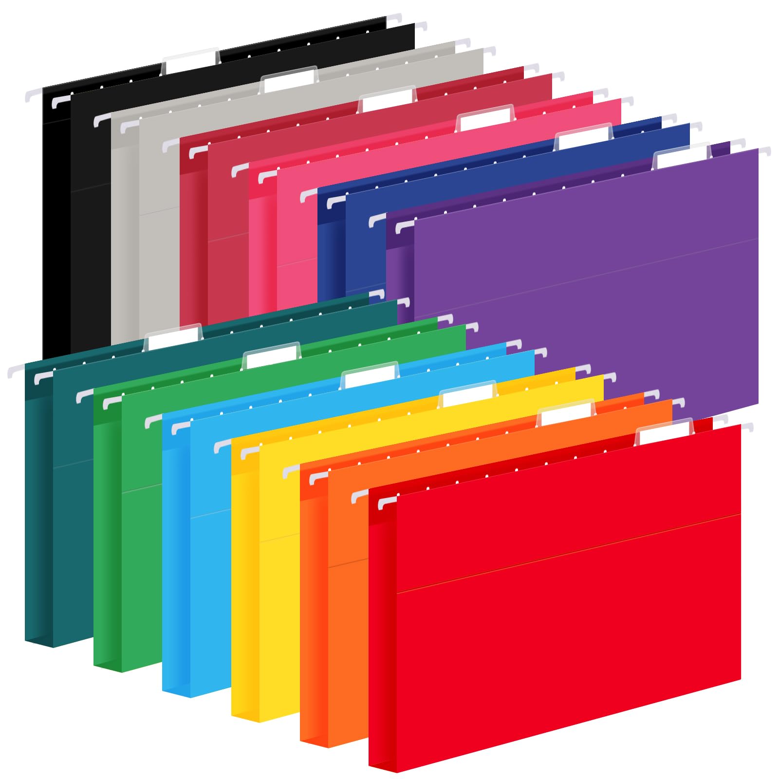 Photo 1 of 12 Pack Hanging File Folders, Letter Size with 1/5-Cut Adjustable Tabs, 12 Selected Color - File Folder Organizer for Filing Cabinet Office Home, Designed for Bulky Files, Medical Charts