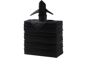 Ascoza 25pcs Polyester Cloth Napkins - 20 x 20 inch Black Dinner Washable Napkins with Hemmed Edges for Restaurant/Wedding/Hotel(25,Black)