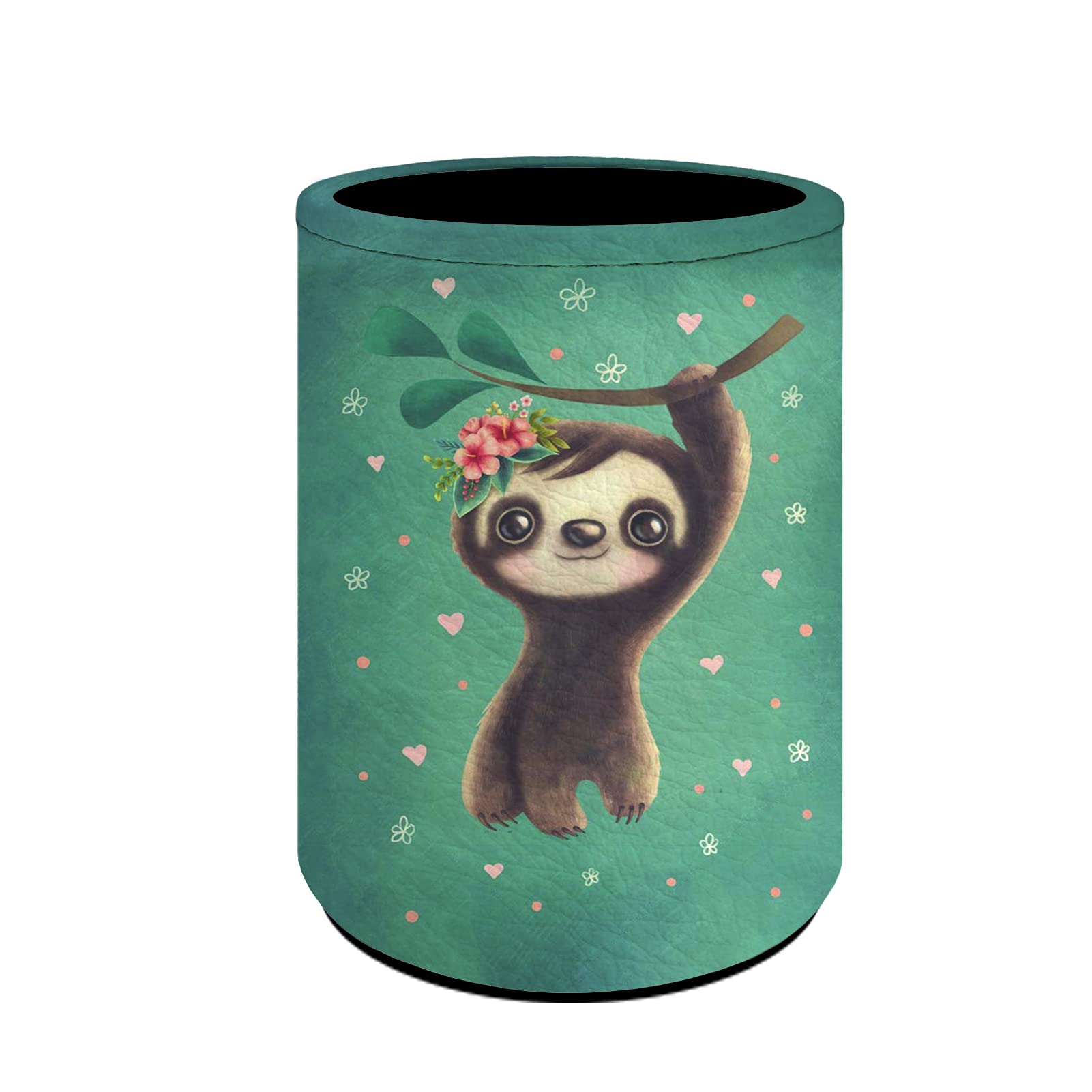 Coloranimal Sloth On The Tree Pattern Pen Holder for Desk Round Pencil Holder Case Makeup Brush Holders Organizers Box Desk Decor,Green