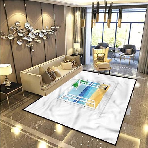 Amazon.com: Beach Non Slip Rug pad Farmhouse Kitchen Rugs Window 