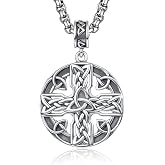 ADMETUS Celtic Knot Necklace Sterling Silver Celtic Cross Necklace for Men Cross Pendant Good Luck Irish Jewelry Celtic Knot Gifts for Men