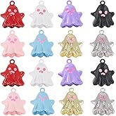 SUNNYCLUE 1 Box 32Pcs 8 Styles Ghost Charm Alloy Enamel Halloween Charms Bulk Metal Halloween Themed Spray Painted Cute 3D Black Red Gold Mini Dangle Charm for Jewelry Making Charms Supplies DIY Craft