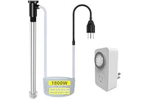 JUPSDDTH 1800W Immersion Water Heater – Submersible Electric Heater with Temp Control& Timer Auto Shut-Off, for Hot Tubs,Spa Tubs, baptismal, Inflatable Pools & Above Ground Portable Water Heater for Pool