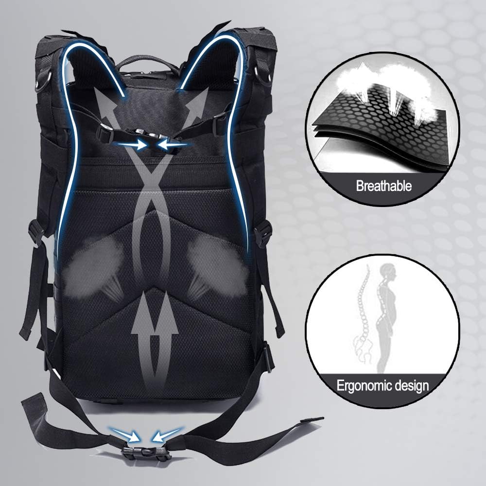 Monoki Military Tactical Backpack, Army 3 Day Assault Pack, 42L Molle Bag Rucksack : Clothing