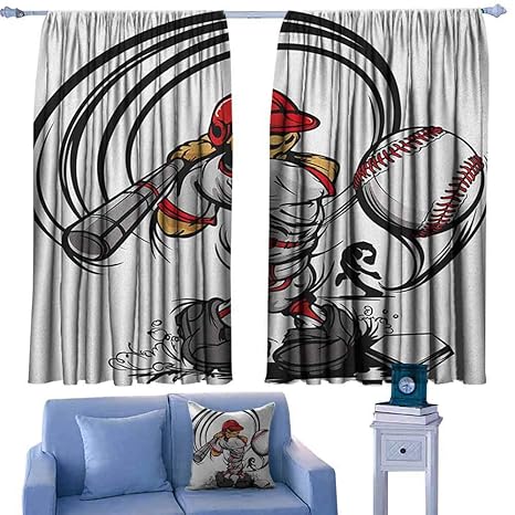 Amazon Com Anmaseven Teen Room Kitchen Curtains Baseball Cartoon
