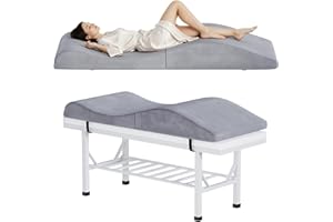 HOLAINAIL Foldable Curvy Lash Bed Topper 70"x28", Ergonomic Foam Pad Massage Table Cushion with Plush Washable Removable Cover, Non-Slip Esthetician Topper for Salon, Spa, Waxing, Eyelash, Tattoo, Facial Grey