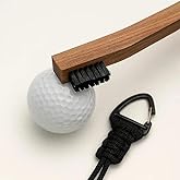 GYHZ Golf Club Brush with Hickory Wood Handle – Premium Groove Cleaner with Stiff Nylon Bristles & Paratrooper Rope Keychain – Durable, Vintage-Style Golf Cleaning Tool for All Golf Bags