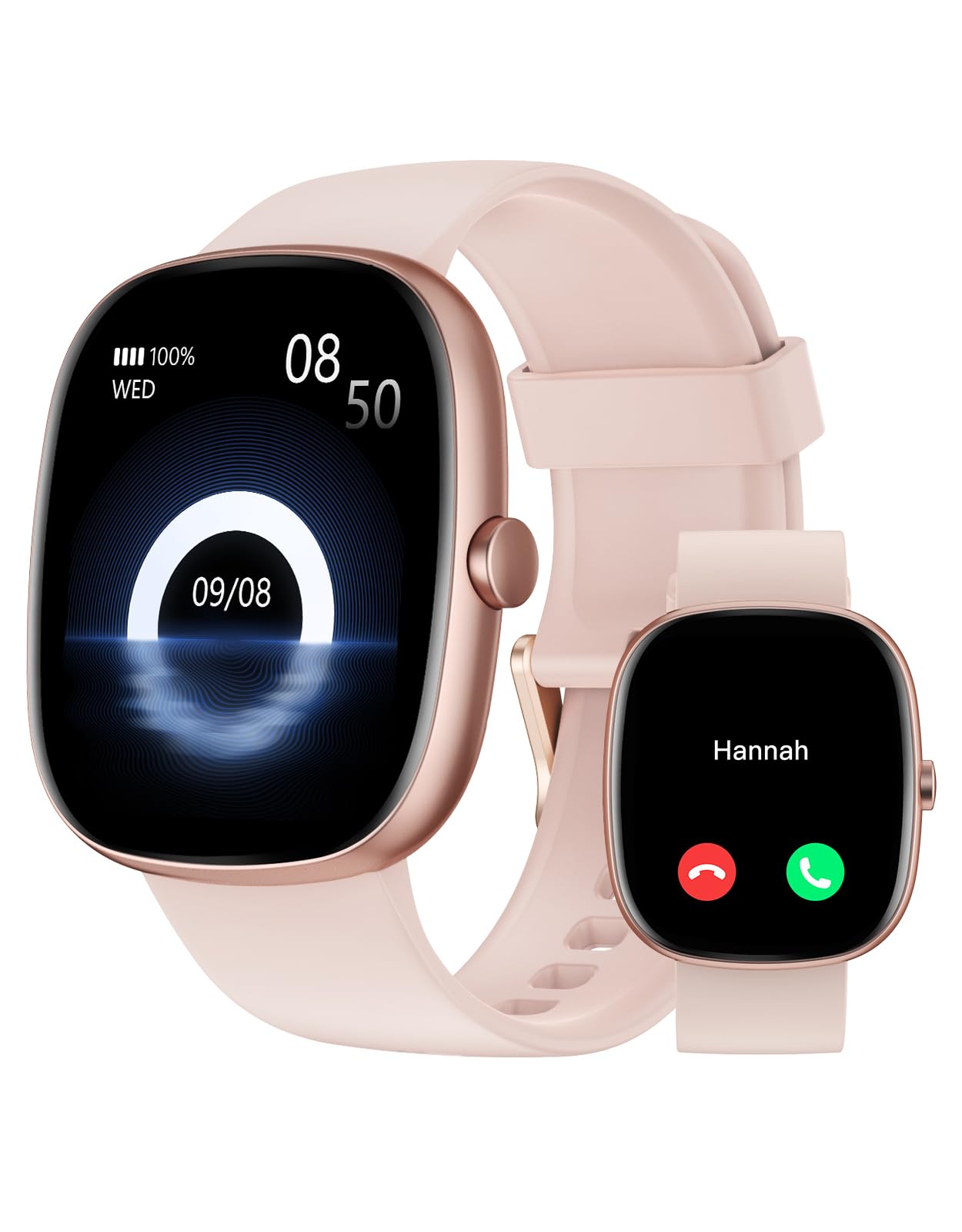 Smartwatch Damen mit Telefonfunktion,1.85" Smart Watch mit 24/7 SpO2/Herzfrequenz/Schlafmonitor/ Schrittzähler 100+Sportmodi,IP68 Wasserdicht Fitnessuhr Whatsapp Benachrichtigen für Android iOS Handy