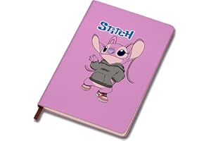 DTUWRCP Stitch Gift Funny Cartoon Movie Fans Gift Stitch Notebook Journal A5 Leather Writing Notebook Stitch Journal Diary (Stitch pin)