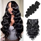 Body Wave Clip In Hair Extensions Real Human Hair Clip Ins For Women 14 Inch Remy Human Hair Extensions Clip Ins 8 Pcs With 18 Clips 120g Natural Black